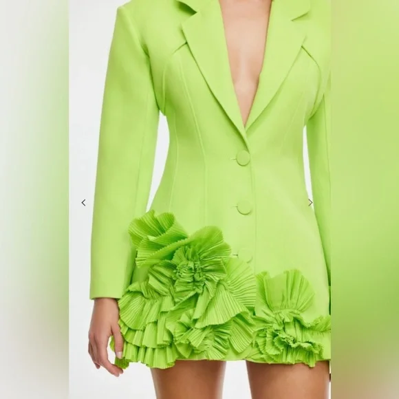 Acler HAMPSTEAD BLAZER DRESS structured neon green designer sz 4 new mrsp$550 - Picture 3 of 16